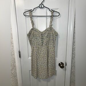 Zara Floral Mini Dress - CottageCore Green Cream and Lilac